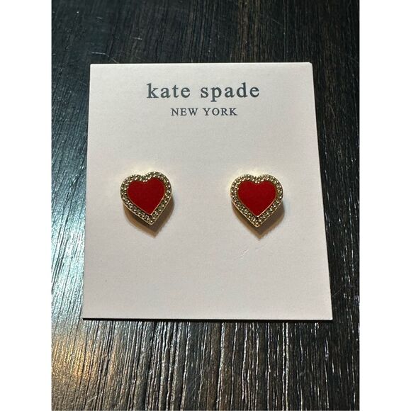Kate Spade NWT earrings - red heart with pave outline - Picture 4 of 9